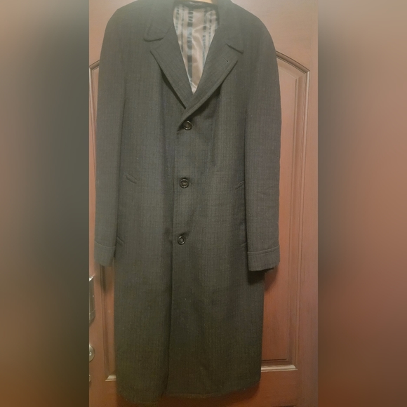 Vintage Men’s Felshire Quality Tailored Black/Dark Grey Micro-plaid Coat - Picture 4 of 11